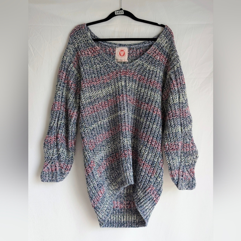 Chunky Marled Knit Sweater Oversized Slouchy Cozy Pullover XS